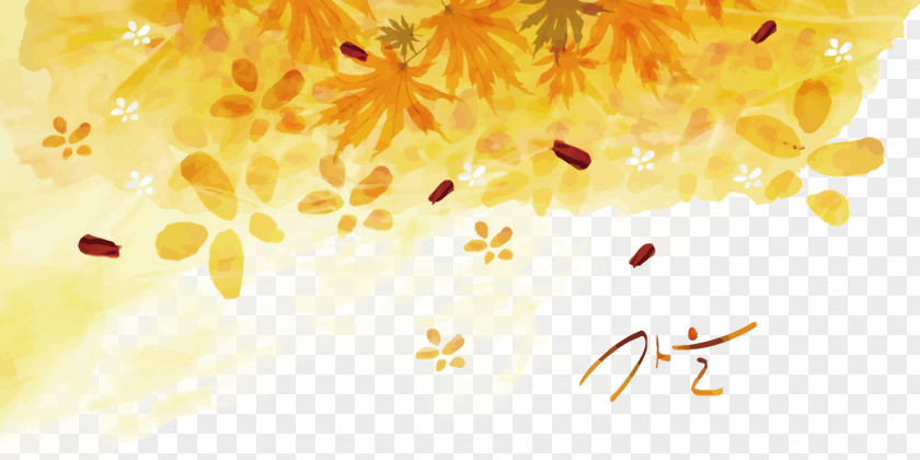 Vector Yellow Autumn Leaves Watercolor Painting Photography Illustration PNG