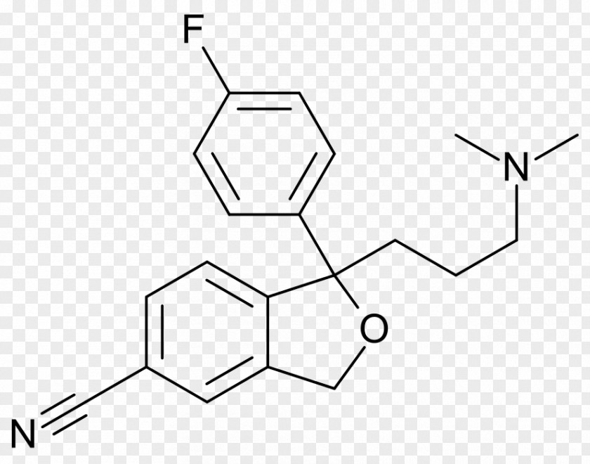 Escitalopram Selective Serotonin Reuptake Inhibitor Antidepressant Skeletal Formula PNG