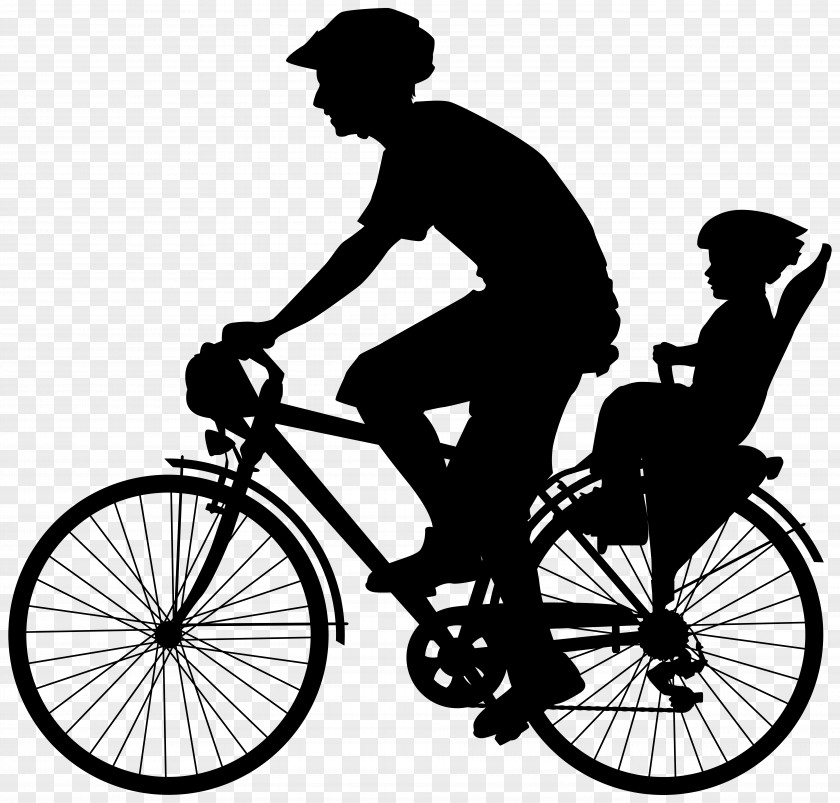 Cyclist With Child Silhouette Clip Art Image Cycling Bicycle Pedal PNG