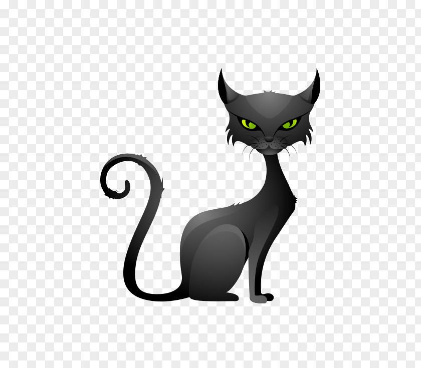 Vector Cartoon Cat Black Kitten Whiskers Domestic Short-haired PNG