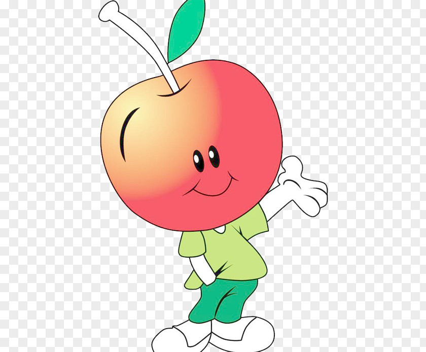 Lovely Apple Cartoon Fruit Auglis PNG