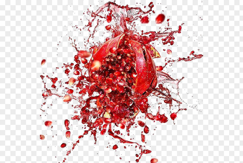 Red Pomegranate Fried Fruit Juice Splashing PNG