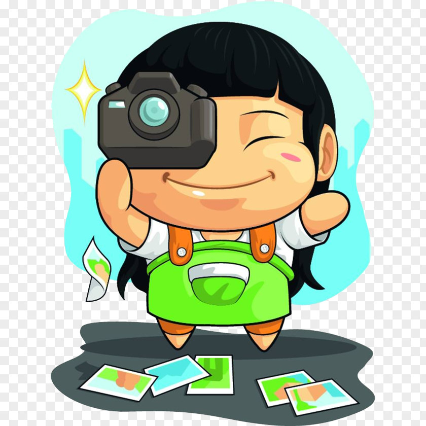 The Little Girl's Camera Cartoon Photographer Photography Drawing PNG