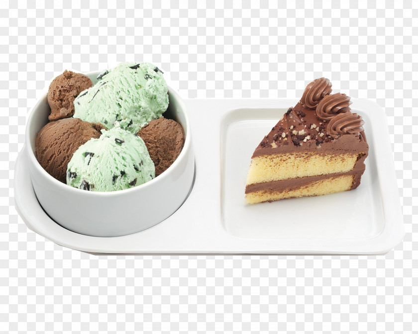 Chocolate Cake And Ice Cream Cone Gelato PNG