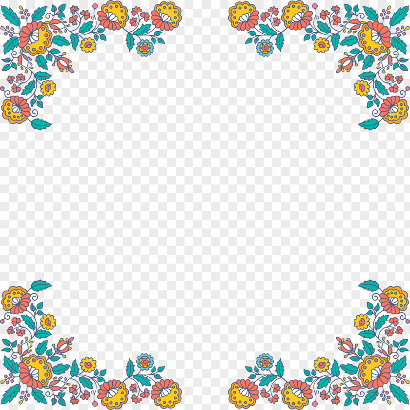 Creative Floral Border Flower Design Clip Art PNG