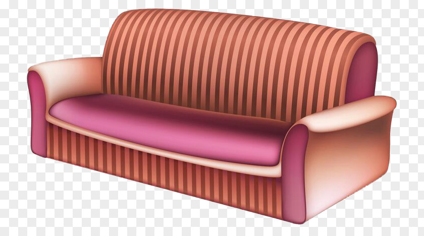 Pink Striped Sofa Furniture Living Room Bedroom Couch PNG