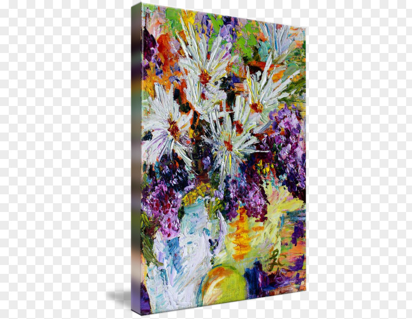Watercolor Lilac Floral Design Modern Art Still Life Oil Painting PNG