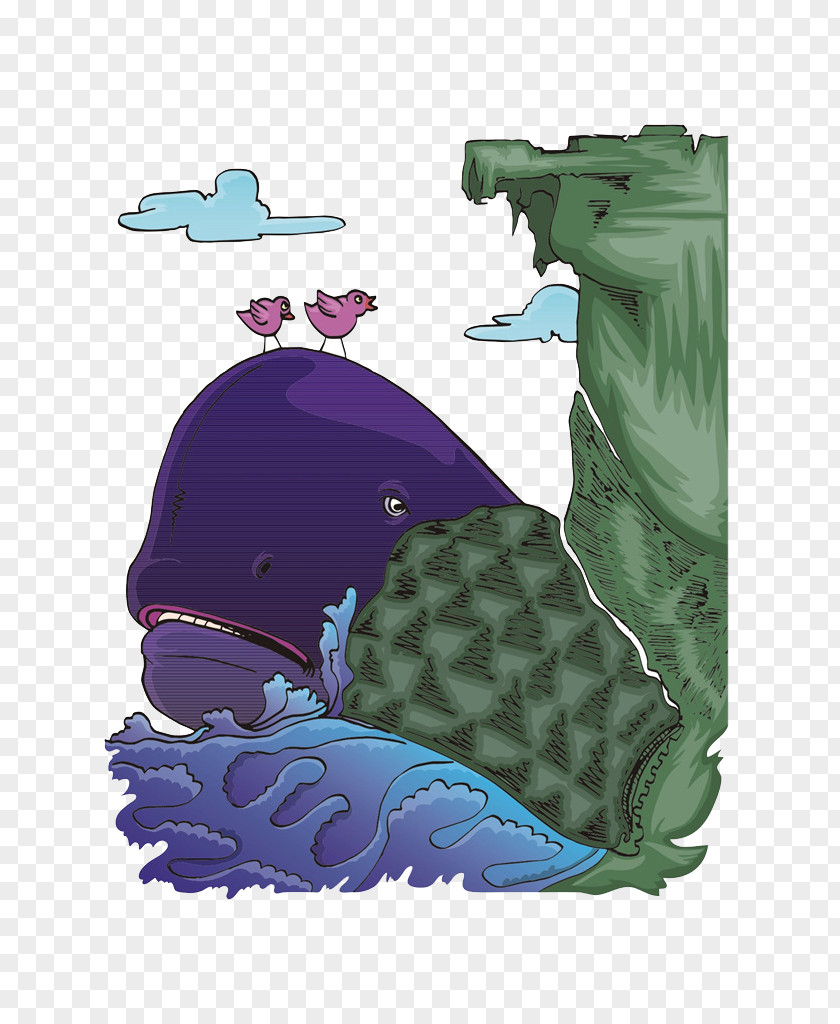 Purple Whale Cartoon Green PNG