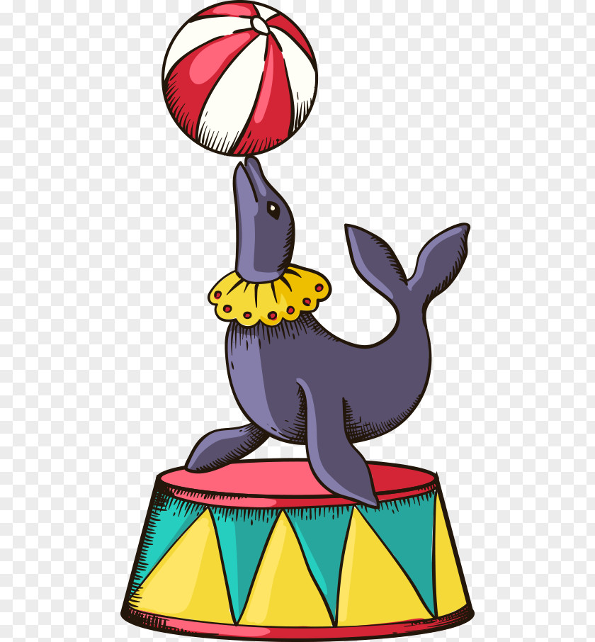 Cartoon Circus Dolphin Performance Clown PNG