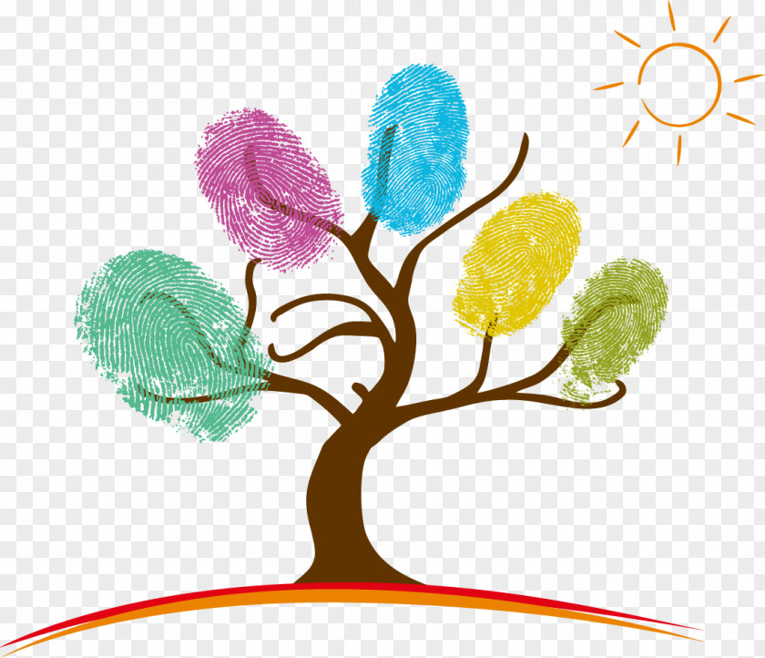 Colorful Abstract Tree Fingerprint Creative Raster Graphics PNG