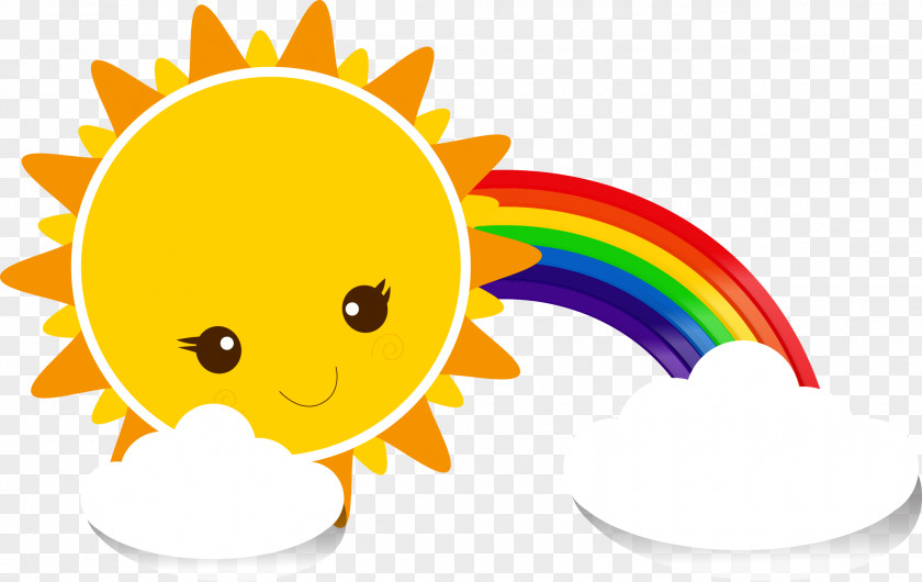 Sun Rainbow Clouds Sky Cartoon Yellow PNG