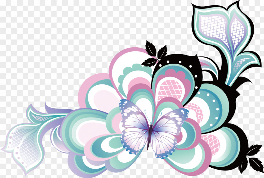 Ppt边框 Floral Design Butterfly Drawing Flower PNG