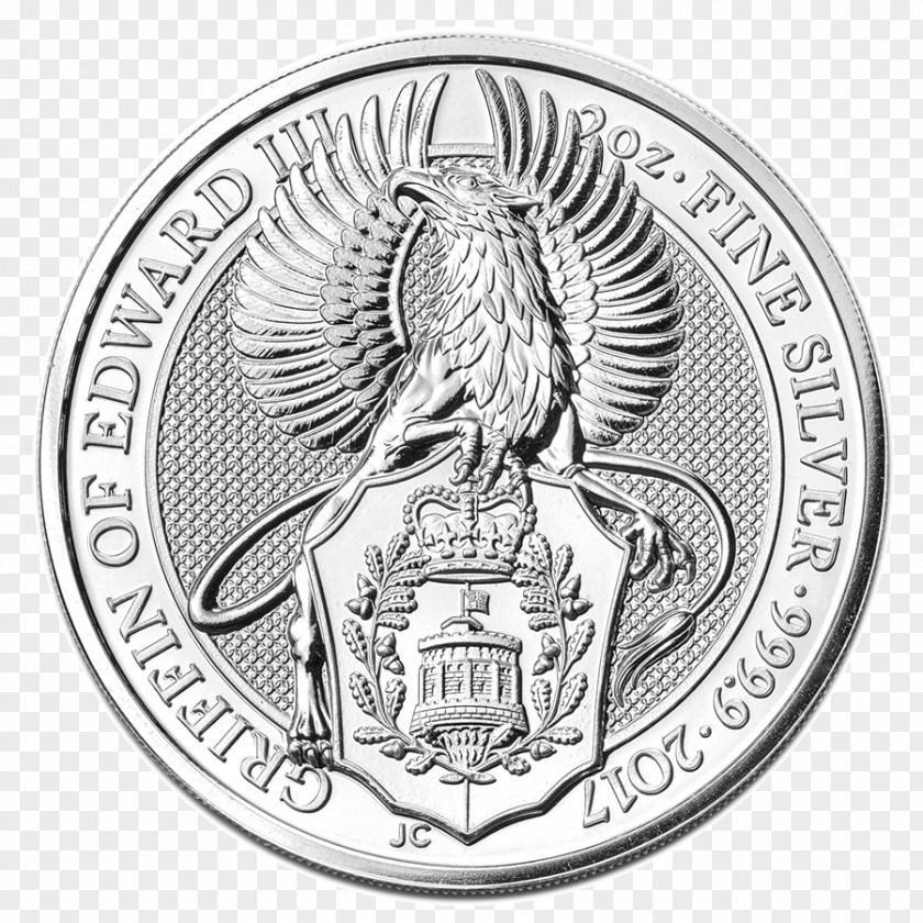 Silver Coin Royal Mint The Queen's Beasts Bullion PNG