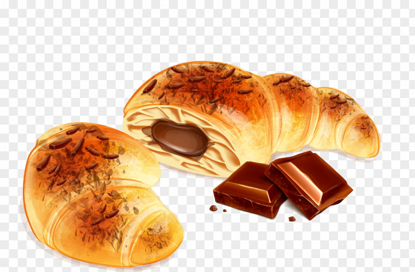 Vector Painted Croissants And Chocolate Croissant Bakery Poster Illustration PNG