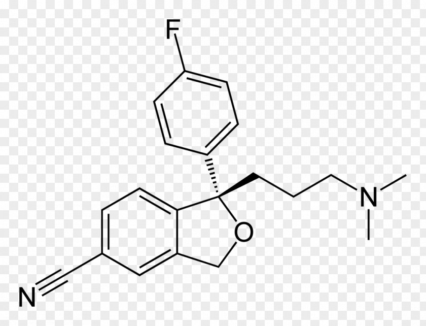 Molecule Vector Escitalopram Selective Serotonin Reuptake Inhibitor Antidepressant Pharmaceutical Drug PNG
