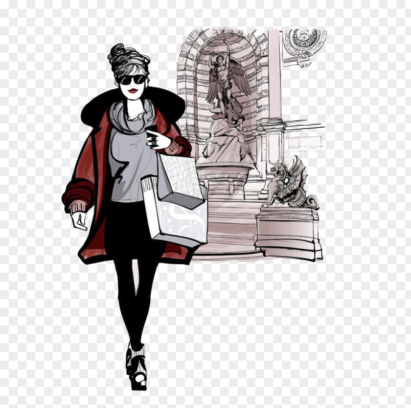 Women Shopping Vector Material Fashion Royalty-free Woman Illustration PNG