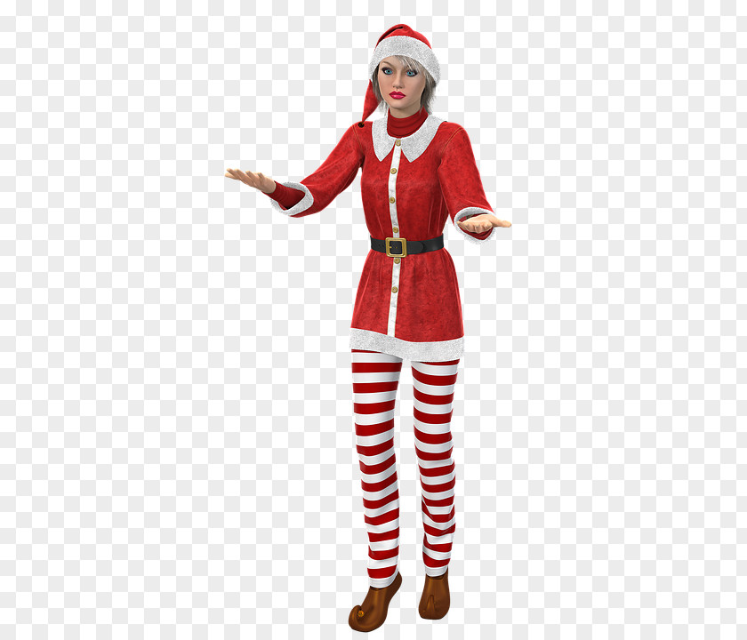 Santa Claus Costume Christmas Woman PNG