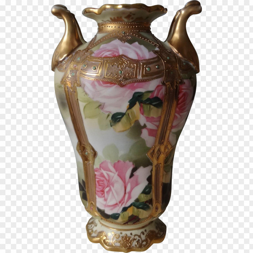 GOLD ROSE Ceramic Vase Porcelain Pitcher Urn PNG