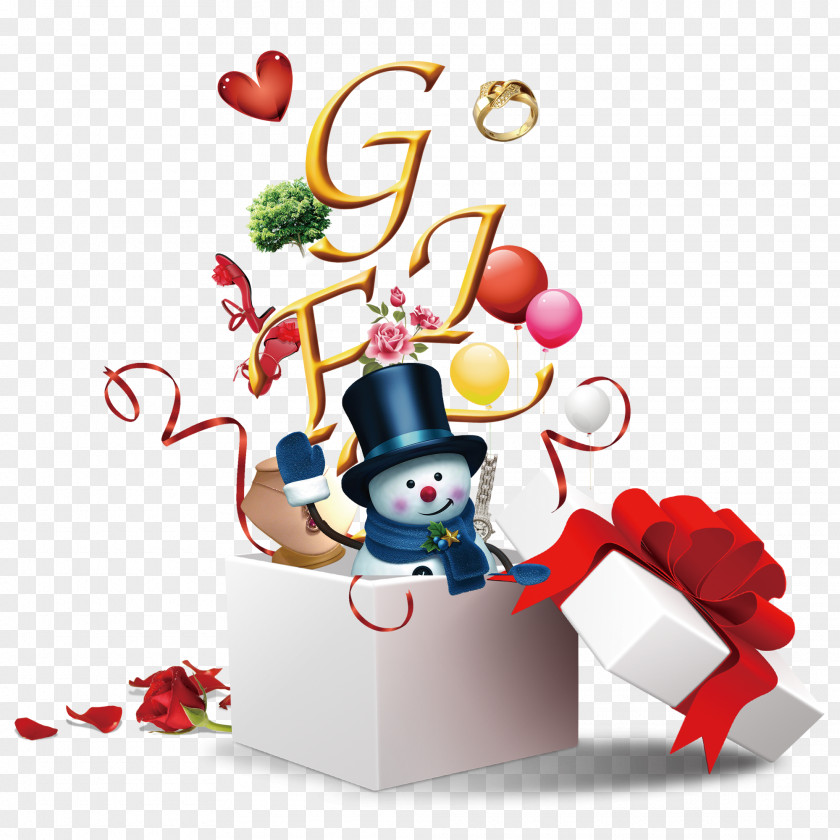 Christmas Gifts And Snowman PNG