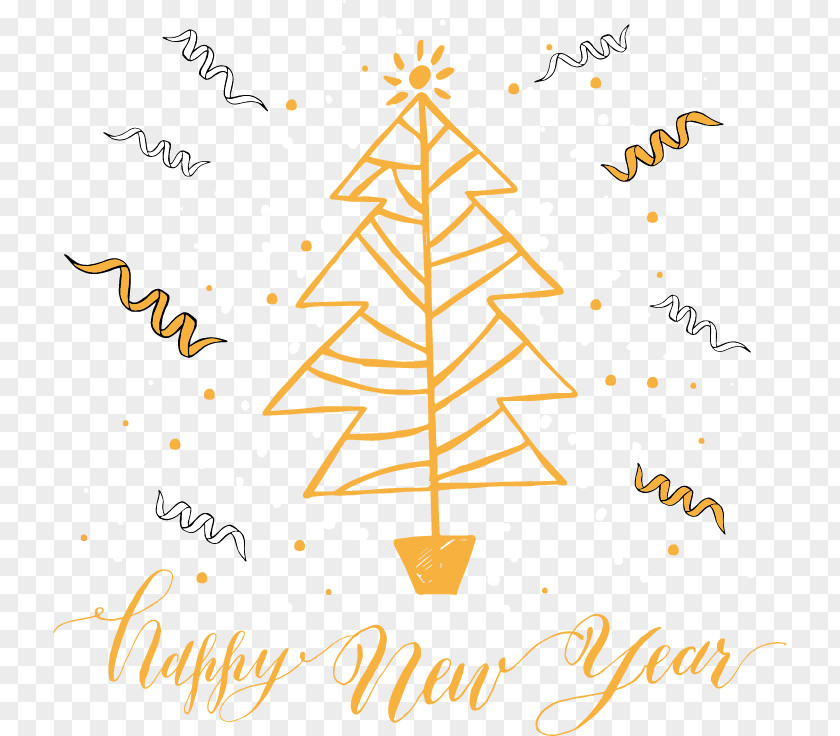 Christmas Tree Painted Yellow Clip Art PNG