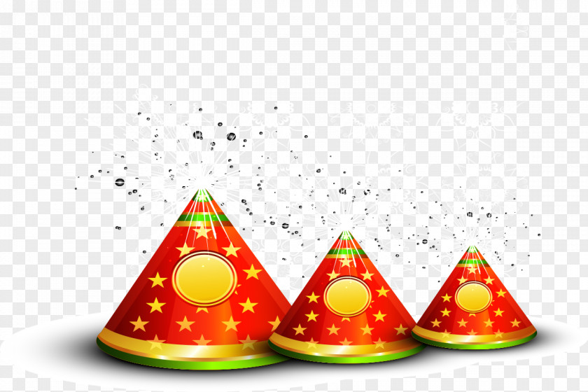 Hand-painted Pattern Vector Fireworks Conical Cone Motif PNG