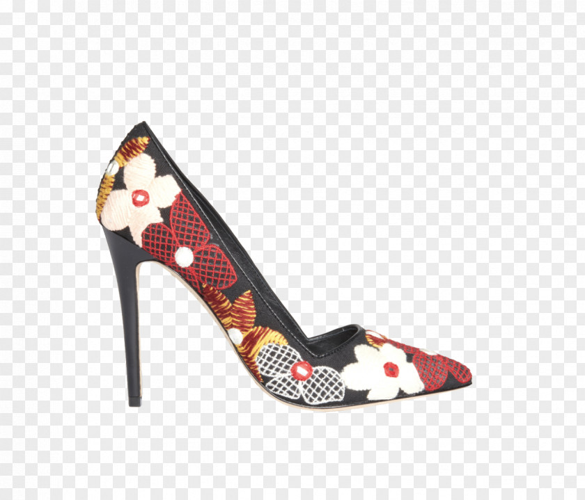Multi Blue Floral Heels Embroidery High-heeled Shoe Slingback Alice + Olivia Dina Women's Shoes PNG