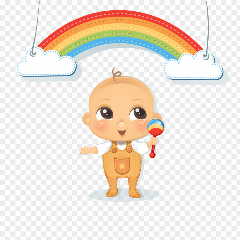 Lovely Baby And Rainbow Clip Art Vector Wedding Invitation Fathers Day Infant Greeting Card PNG