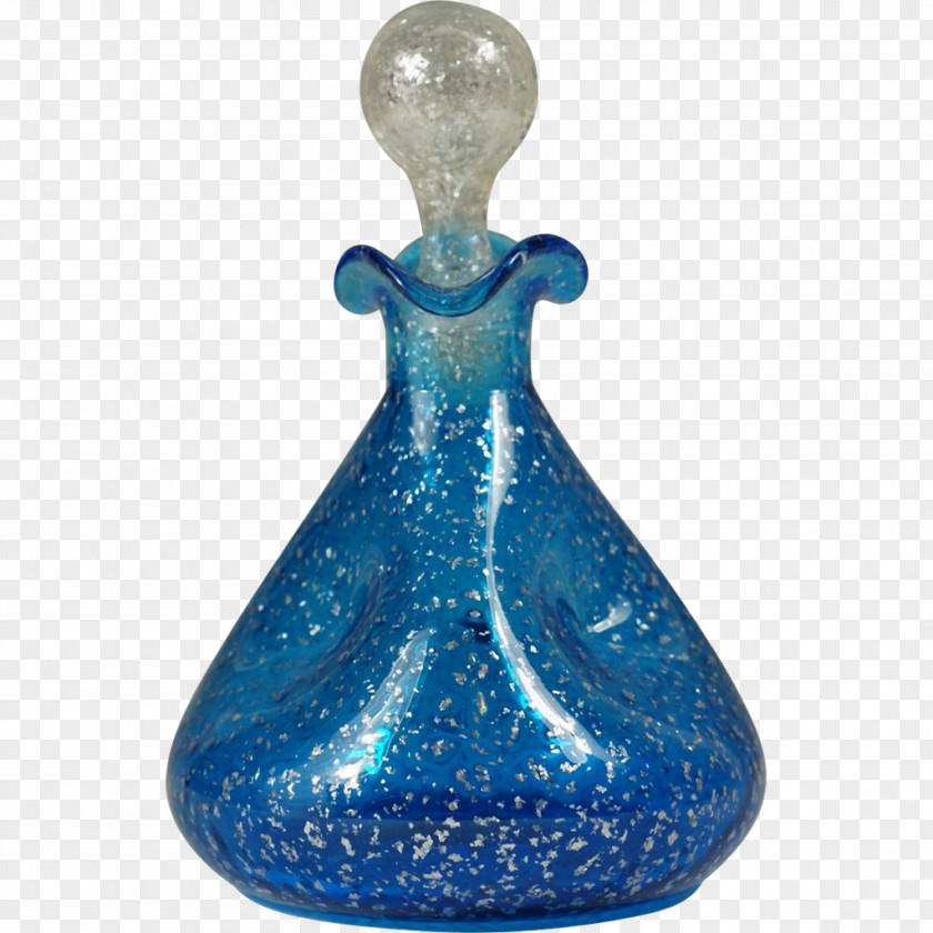 PARFUME Glass Bottle Cobalt Blue Turquoise Vase Artifact PNG