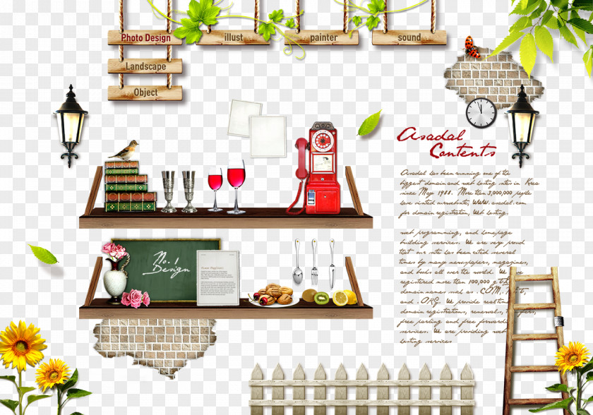 Wine Glass And Shelves Red Bookcase PNG