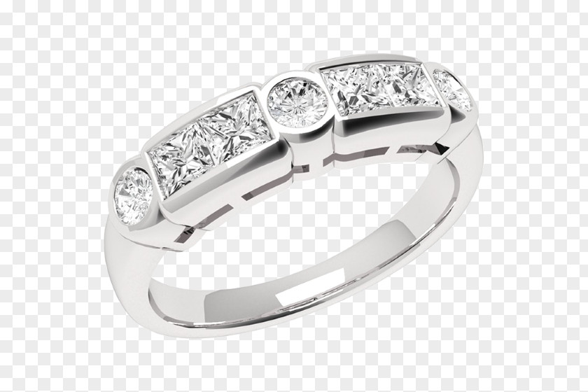 Cut In Half Eternity Ring Diamond Princess PNG