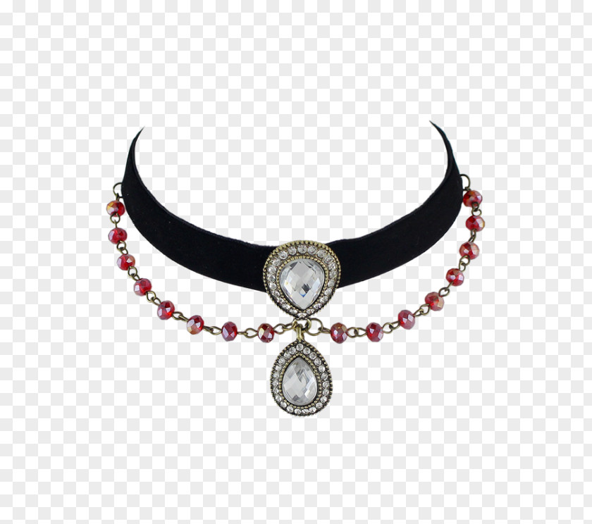 Low Collar Necklace Choker Velvet Gemstone PNG