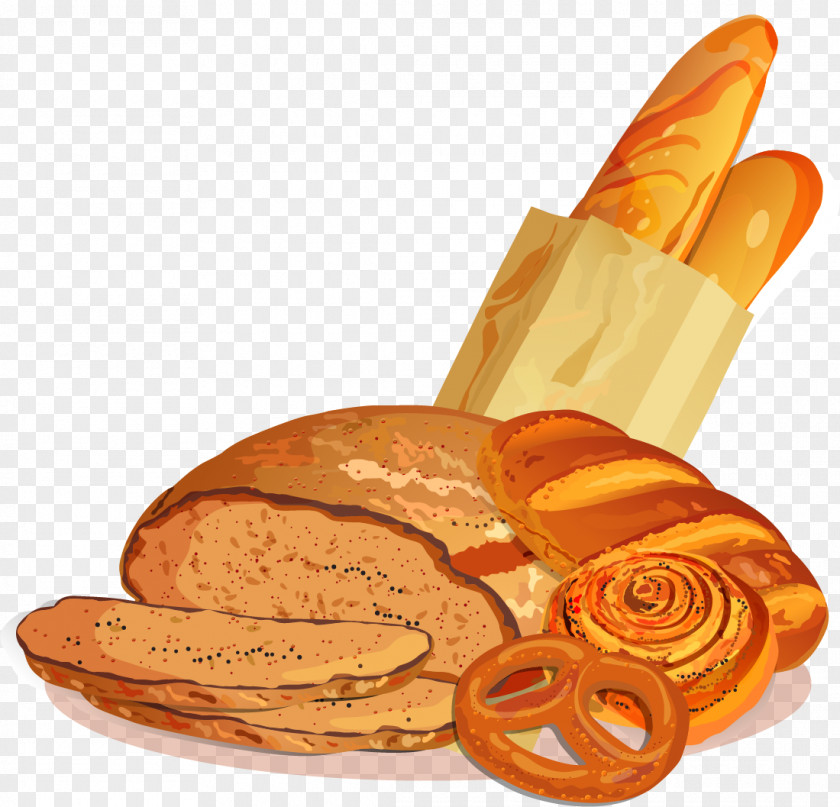 Vector Painted Croissants Baguette Croissant Bakery Pretzel Bread PNG