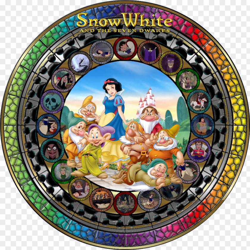 Seven Dwarfs Walt Disney World Cinderella Mickey Mouse Stained Glass The Company PNG