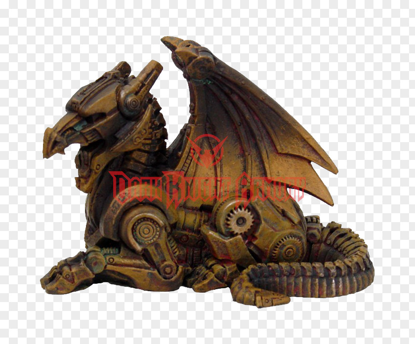 Vector Zen Sitting Steampunk Dragon Statue Figurine Sculpture PNG