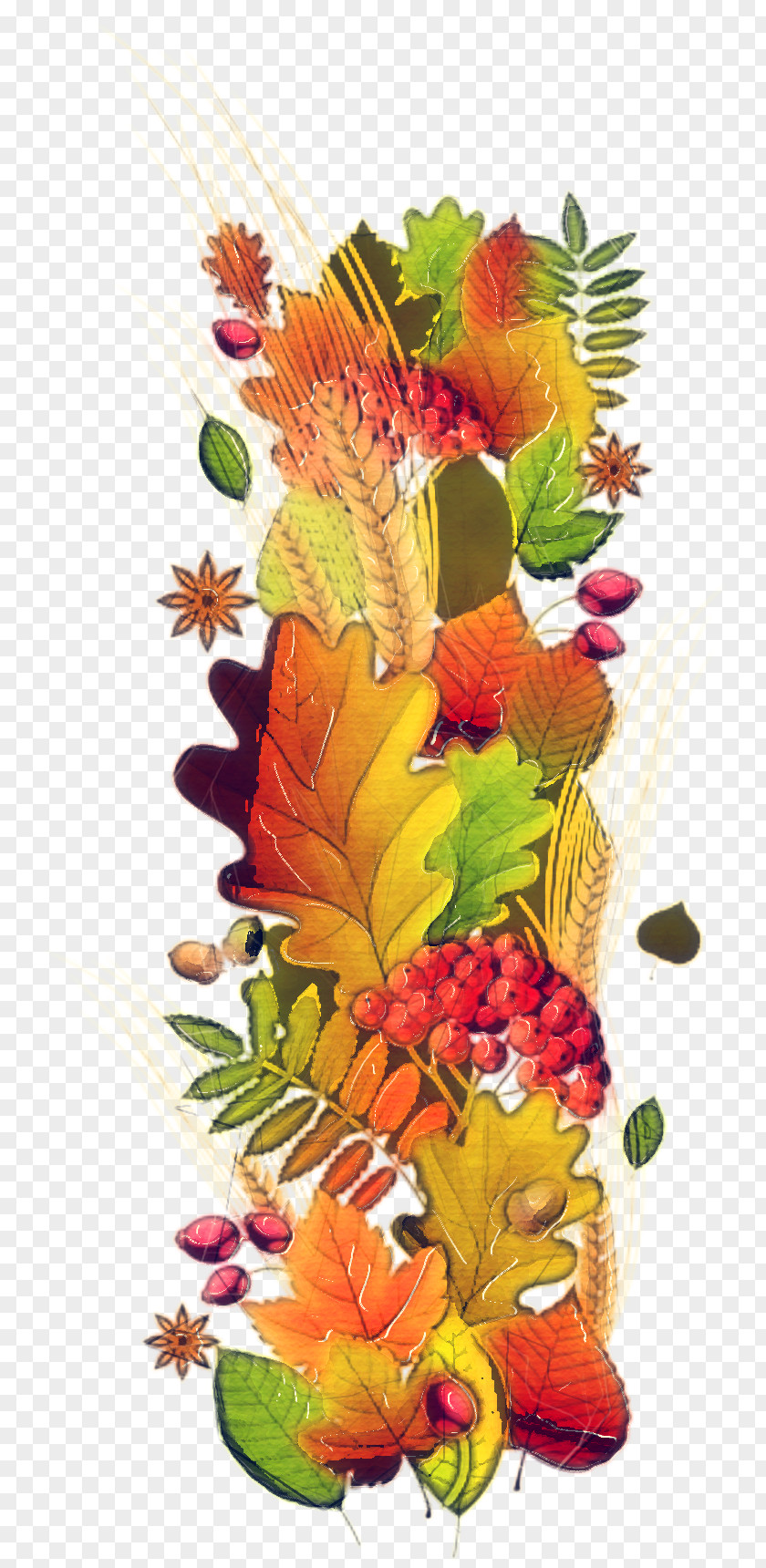 Autumn Tree Floral Design PNG