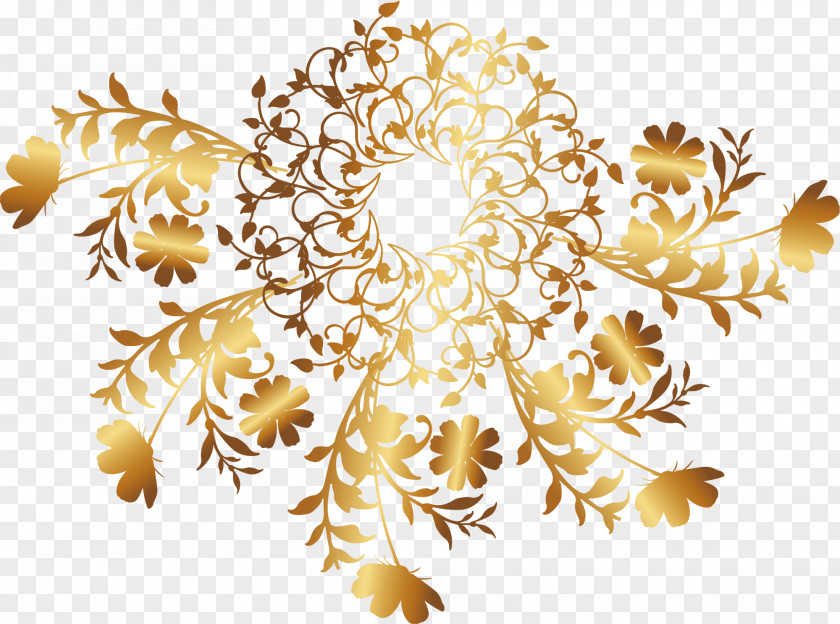 Gold Flower Vine Decoration PNG flower vine decoration clipart PNG