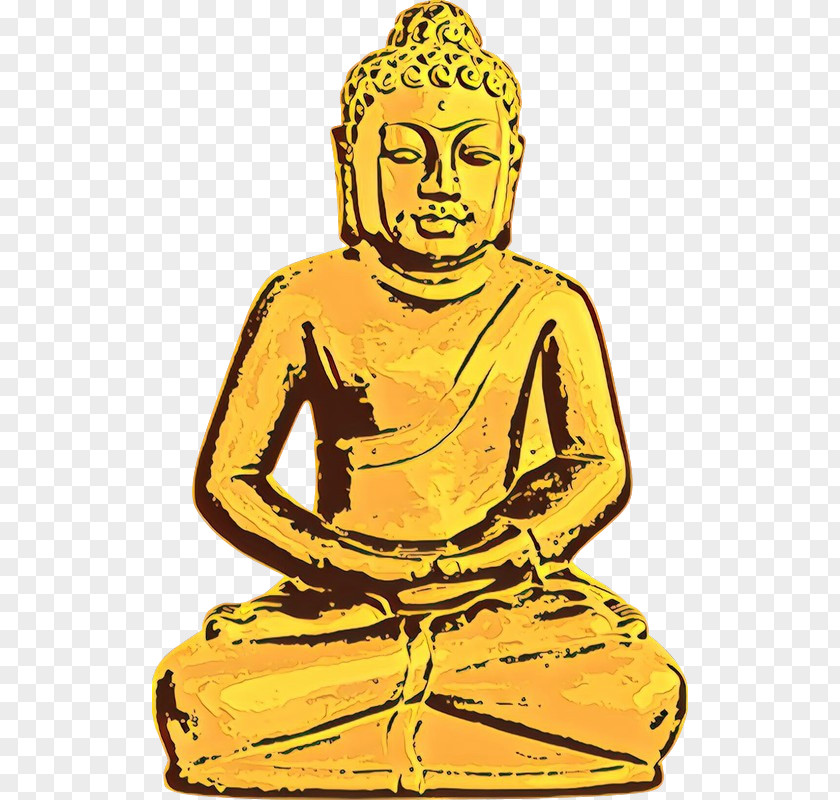 Yellow Meditation Head Sitting Monk PNG