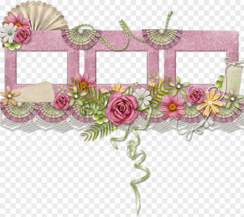 Floral Frame Pink Flowers Clip Art PNG