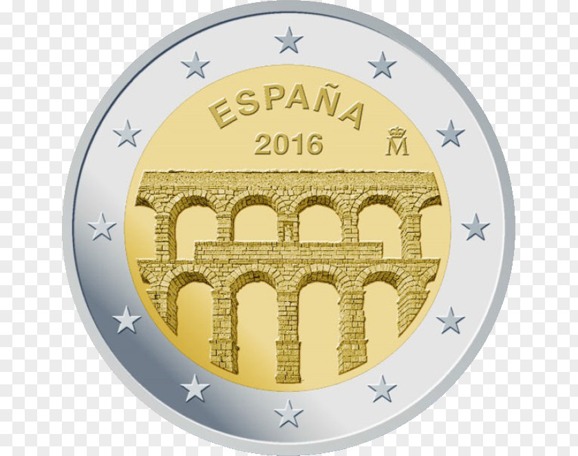 Euro Aqueduct Of Segovia 2 Coin Commemorative Coins PNG