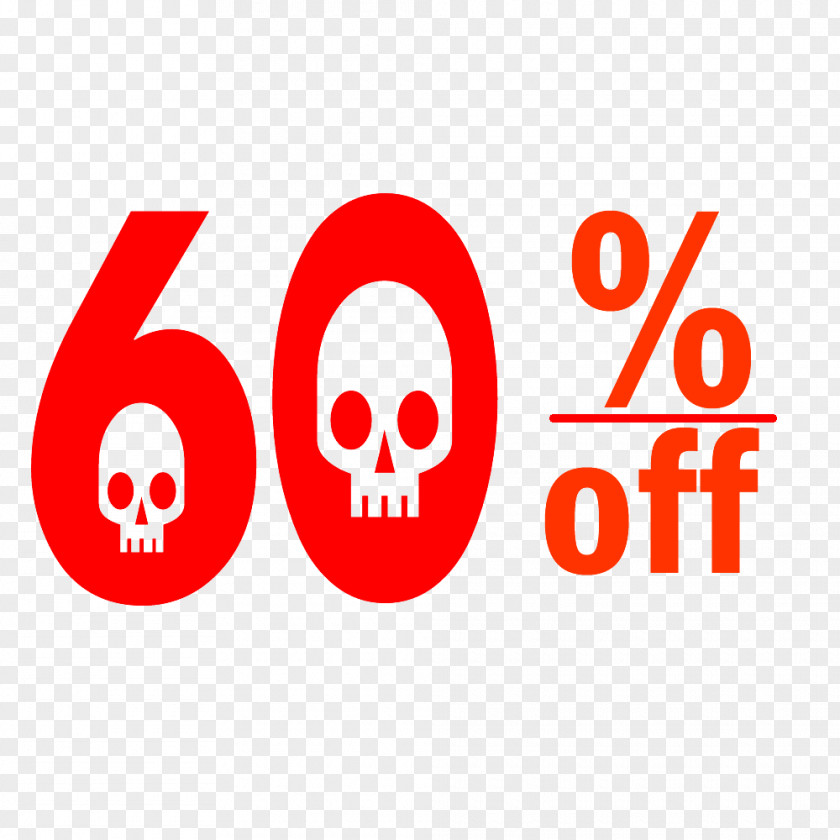 Halloween 60% Discount Tag. PNG