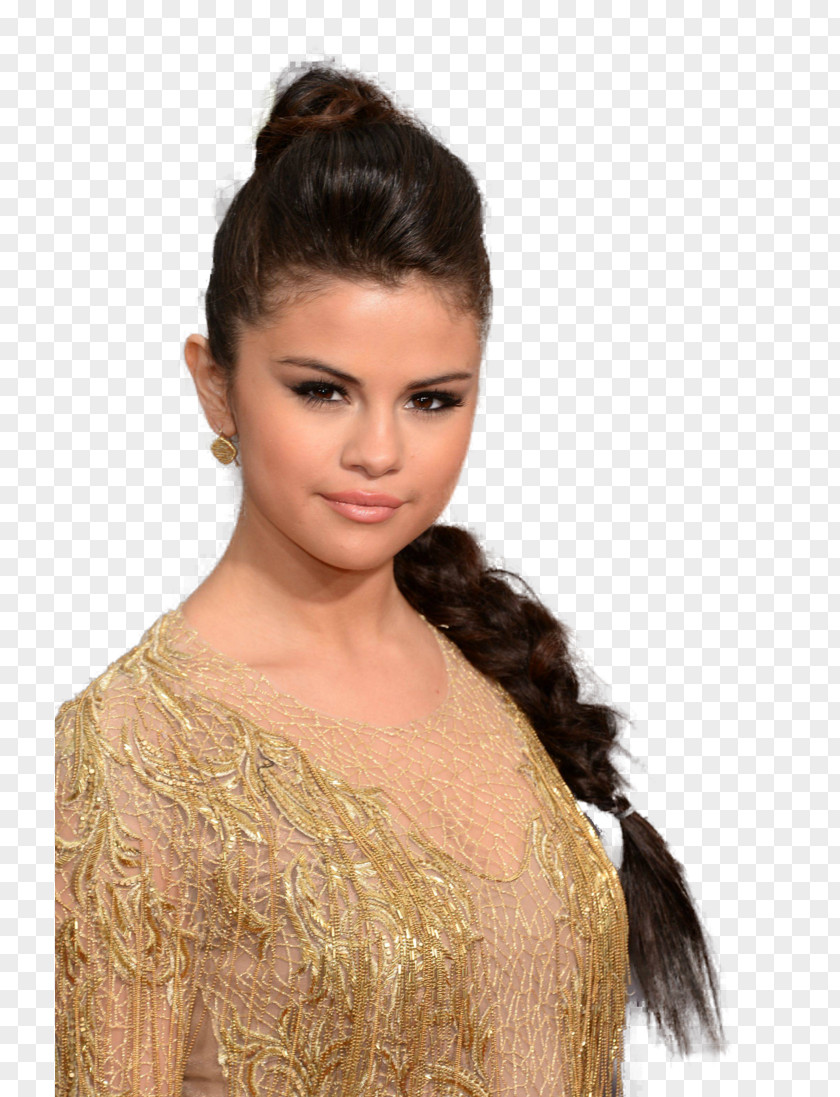 Selena Gomez Long Hair Hairstyle Braid Model PNG