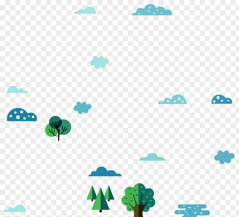 Vector Cloud Forest Flat Design PNG