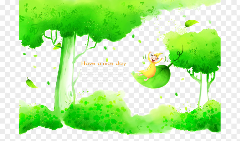Healthy Green Background Material Cartoon Download Wallpaper PNG
