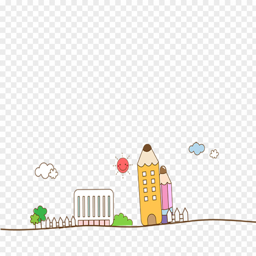 Pencil Building Cartoon PNG