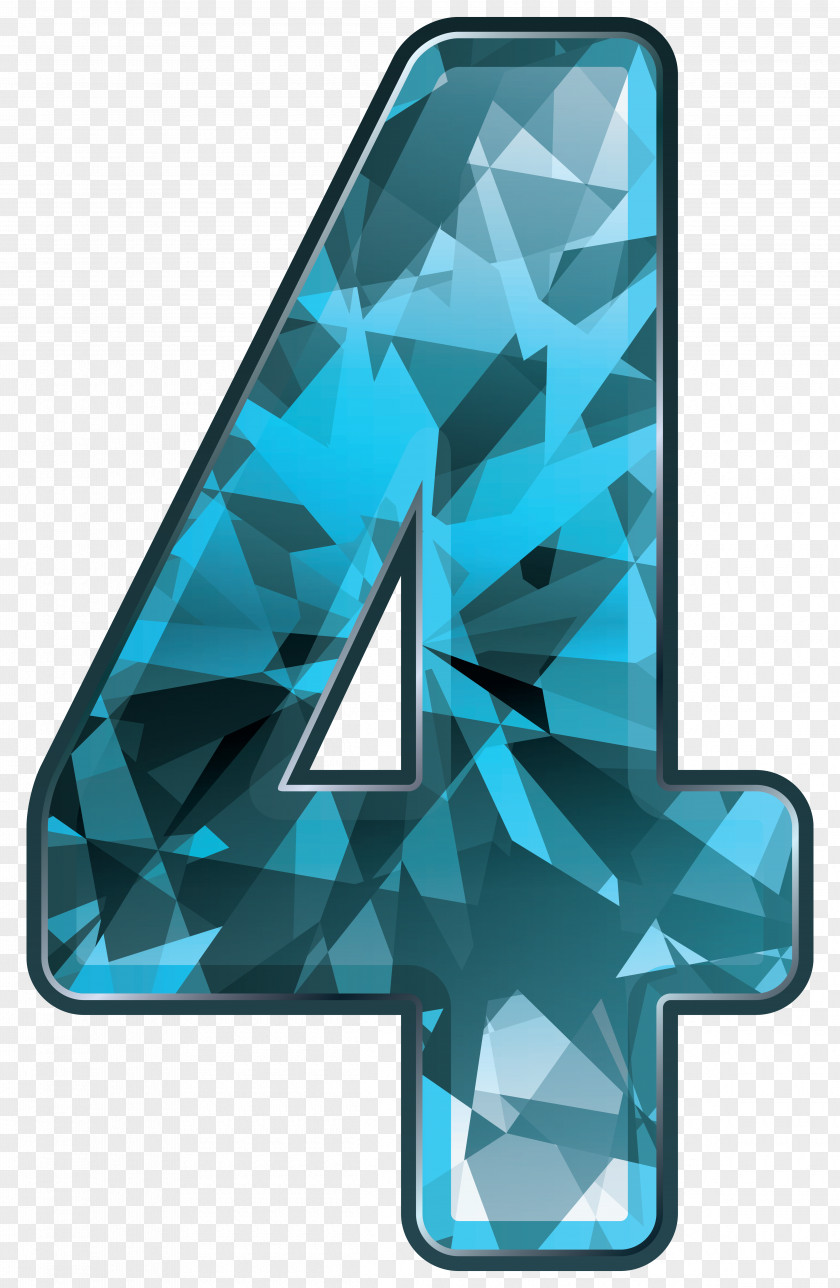 Blue Crystal Number Four Clipart Image Clip Art PNG