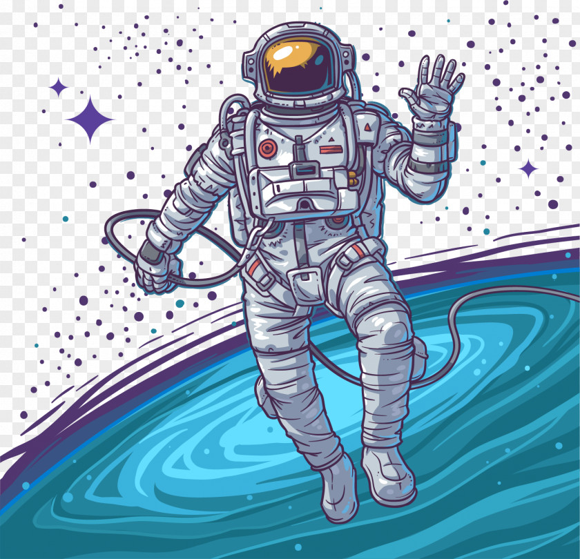 Vector Hand-painted Universe Astronaut Euclidean Stock Photography Space Suit PNG