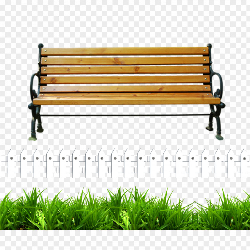 White Fence Green Park Bench Clip Art PNG
