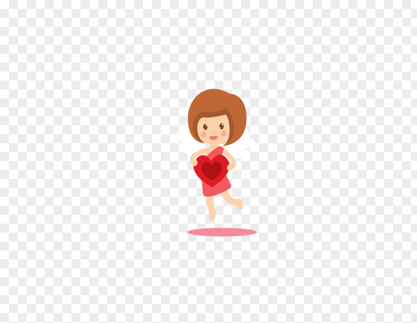 Cupid Holding A Red Heart,angel Cartoon Child Character Illustration PNG