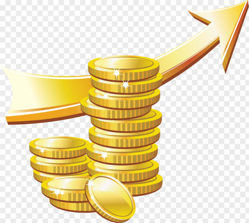 Financial Wealth Gold Arrow Coin Illustration PNG