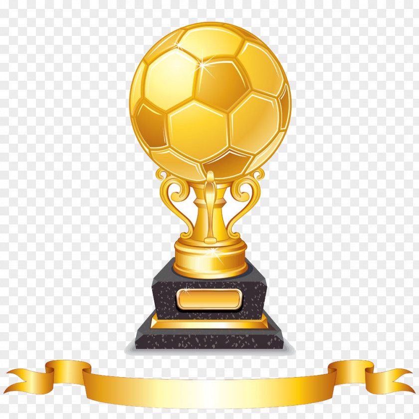 Gold Football Trophy And Ribbons Euclidean Vector PNG